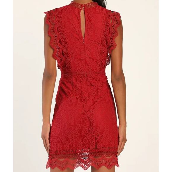 Lulu's My Sweetheart Red Lace Mini Dress M - Picture 3 of 16